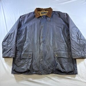 Vintage Polo Ralph Lauren Waxed Cotton Field Jacket XXL Navy Blue Barn Coat